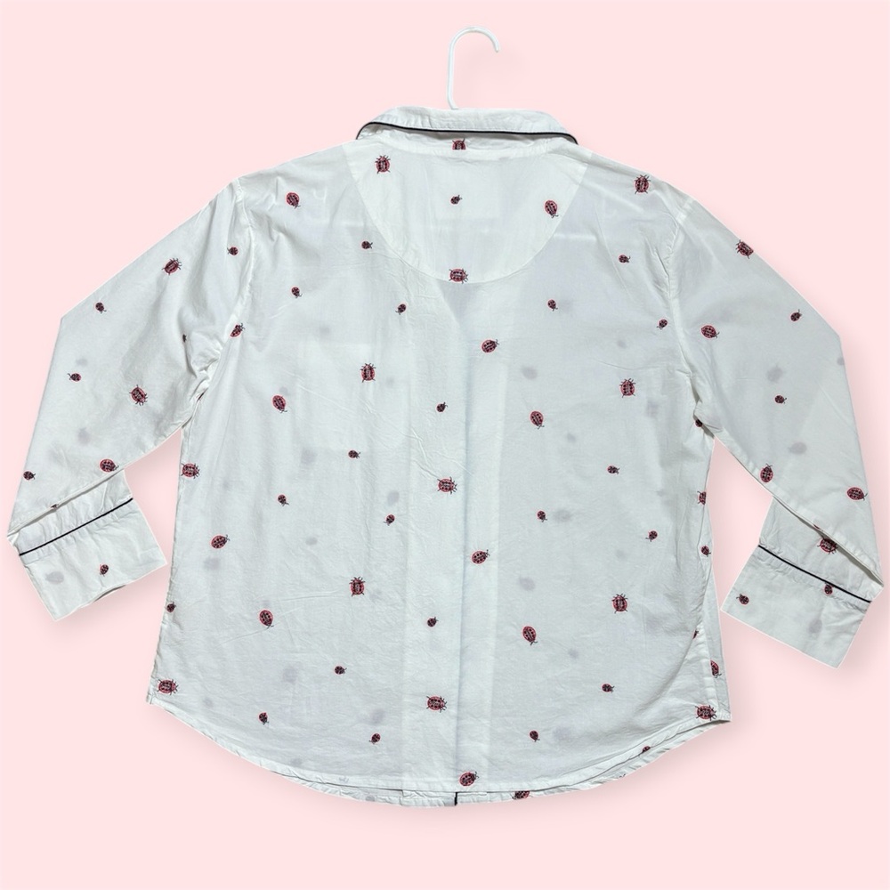 Printfresh + Anthropologie Organic Cotton Embroidery Ladybug Long PJ Set Sz M - Picture 8 of 15